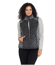 "As Is" Denim & Co. Active Quilted Zip Front Frosted Sherpa Vest X-Large Black - Midtown Bargains
