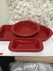 "As Is" Cook's Essentials Set of 4 Collapsible Silicone Bakeware Red, - Midtown Bargains