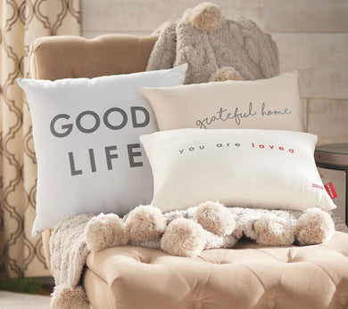Peace Love World Set of 3 Woven Affirmation Pillows - Midtown Bargains