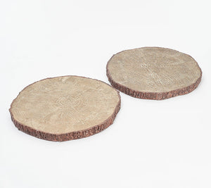 Set of (2) 12" Decorative Faux Wood Slices by Valerie Brown, - Midtown Bargains