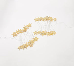 "As Is" Kringle Express Set of 2 Light Strands with Metal Holiday Icons Gold Stars, - Midtown Bargains