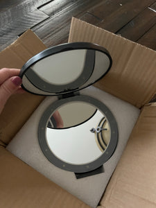 Lori Greiner Black Dual Magnifying Mirror with Crystal Initial