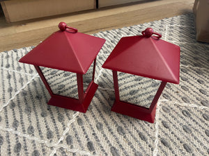 Set of (2) 7" Indoor/Outdoor Lanterns by Valerie, Red