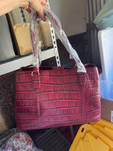 G.I.L.I. Leather East/West Croco Embossed Shopper, Garnet