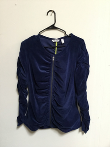 Susan Lucci Collection Long Sleeve Velour Jacket w/ Ruching, Medium - Midtown Bargains