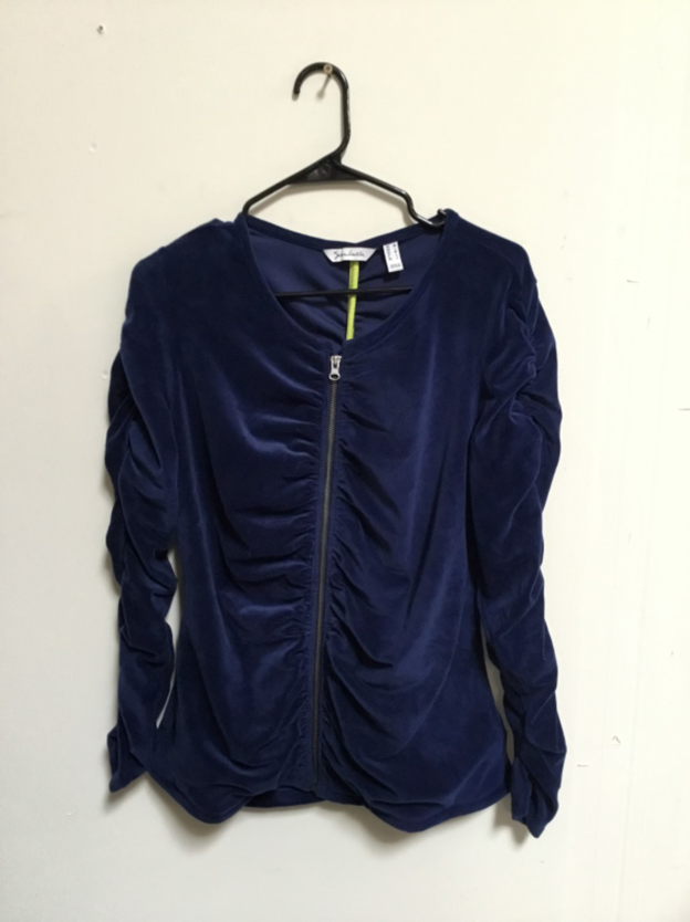 Susan Lucci Collection Long Sleeve Velour Jacket w/ Ruching, Medium - Midtown Bargains