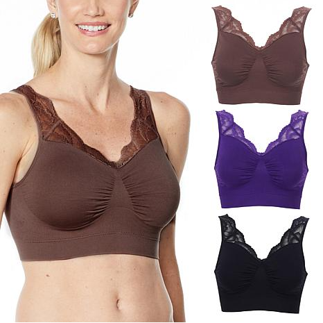 Rhonda Shear 2pack Seamless Ahh Bra with Lace Detail 