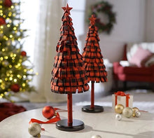 Home Reflections Set of 2 Plaid Fabric Trees Red Plaid, - Midtown Bargains
