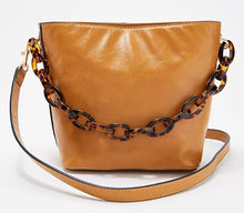 "As Is" Vince Camuto Leather Bucket Bag with Chain Strap - Ivy Nero, - Midtown Bargains