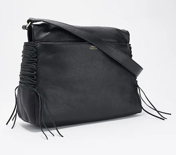 Vince Camuto Pebble Leather Shoulder Bag - Jayde Black, - Midtown Bargains