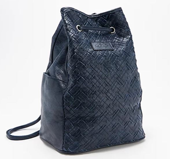 Patricia Nash Braided Leather Drawstring Bag - Tierce Black, - Midtown Bargains