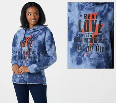 Peace Love World Tie-Dye Vintage Sweatshirt Small	Blue/Real Love - Midtown Bargains