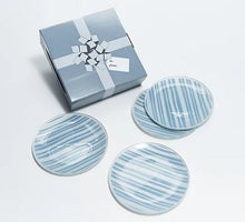 Temp-tations Stripe Set of (4) 8" Glass Plates Silver, - Midtown Bargains