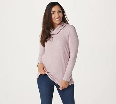 Lisa Rinna Collection Long Sleeve Cowl Neck Top Small	Mauve Rose - Midtown Bargains