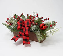 Cedar & Pine Centerpiece w/ Ornaments and Ribbon by Valerie Red/Black, - Midtown Bargains