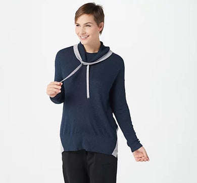 zuda Ecovero Poncho with Cowlneck Large Dark Navy - Midtown Bargains