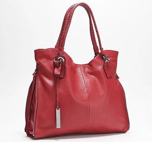 "As Is" Vince Camuto Convertible Leather Tote - Myri Elderberry, - Midtown Bargains