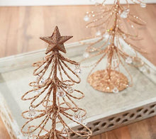 Set of 2 Glittered Wire Trees with Jewel Facets by Valerie Rose Gold, - Midtown Bargains