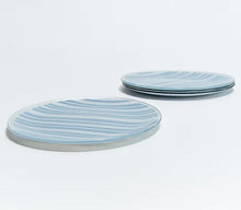 Temp-tations Stripe Set of (4) 8" Glass Plates Silver, - Midtown Bargains