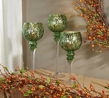 Set of 3 Illuminated Glass Goblets w/ Leaf Pattern by Valerie Sage, - Midtown Bargains