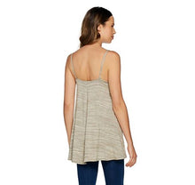 LOGO by Lori Goldstein Slub Jersey Knit Camisole with Pockets Ash Rose,Large - Midtown Bargains