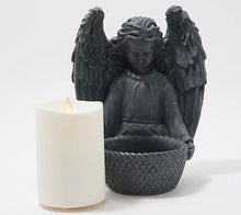 Luminara Indoor/Outdoor Angel with 4" Outdoor Candle Dark Grey, - Midtown Bargains