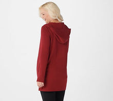 Cuddl Duds Comfortwear Snap Front Hooded Cardigan X-Small Chili Red - Midtown Bargains