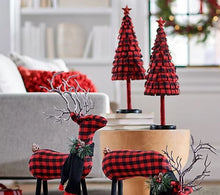 Home Reflections Set of 2 Plaid Fabric Trees Red Plaid, - Midtown Bargains