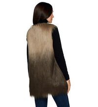 Lisa Rinna Collection Ombre Faux Fur Vest, Medium, Taupe/Dark Brown - Midtown Bargains