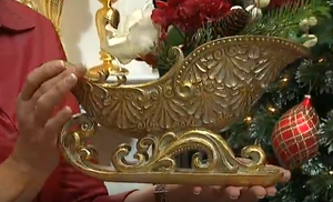 Decorative Antiqued Sleigh with Scrollwork Runners by Valerie - Midtown Bargains