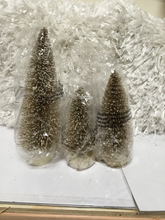 Set of 3 Illuminated Graduated Bottlebrush Trees by Valerie Champagne, - Midtown Bargains