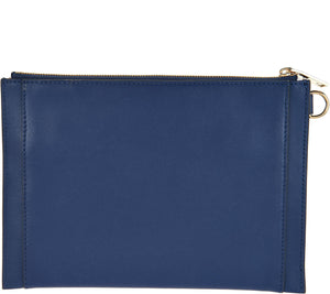 LOGO by Lori Goldstein Leather Envelope Pouch with RFID, Sea Blue Color - Midtown Bargains