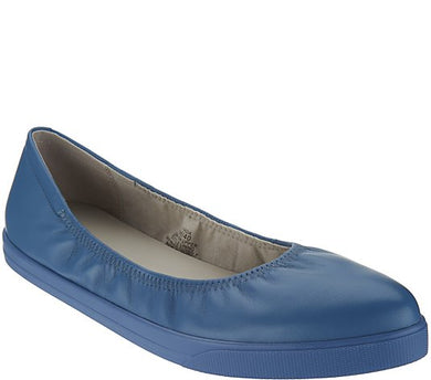Lori Goldstein Collection Slip On Leather Flat with Elastic - Midtown Bargains