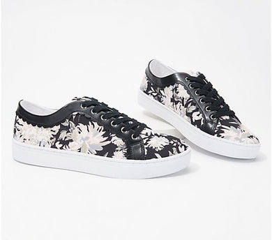 Isaac Mizrahi Live! Floral Printed Sneakers with Scallop Trim - Midtown Bargains
