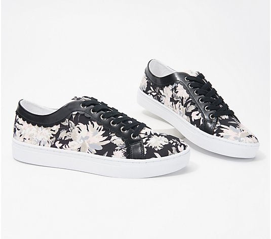 Isaac Mizrahi Live! Floral Printed Sneakers with Scallop Trim - Midtown Bargains