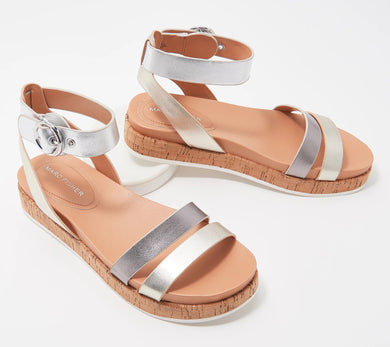 Marc Fisher Multi-Strap Sandals - Verily Metallic Multi ,8 Medium - Midtown Bargains