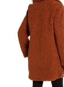 Sam Edelman Faux Fur Teddy Coat, Cognac - Midtown Bargains