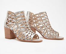 Vince Camuto Leather Cut-Out Heeled Sandals- Kevston - Midtown Bargains