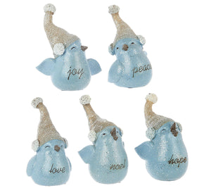 Set of 5 Glittered Inspirational Snowbirds Ornaments by Valerie Blue - Midtown Bargains