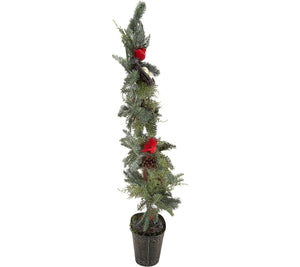 36" Slim Cardinal Tree with Nests and Pinecones by Valerie - Midtown Bargains