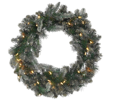Casa Zeta-Jones Douglas Fir LED Function Frosted Wreath Silver - Midtown Bargains