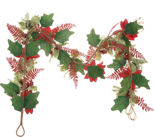4' Glittered Poinsettia Garland by Valerie - Midtown Bargains