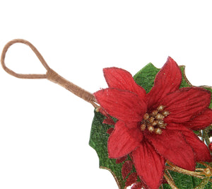 4' Glittered Poinsettia Garland by Valerie - Midtown Bargains