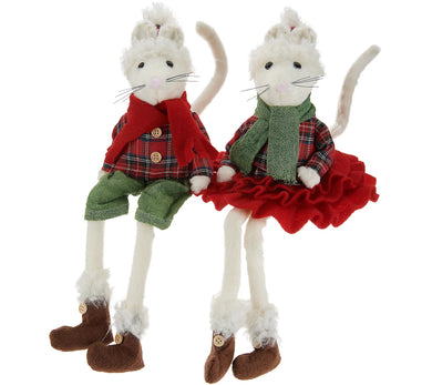 Set of 2 Posable Holiday Mice by Valerie - Midtown Bargains