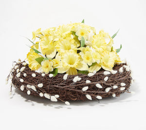 Martha Stewart Daffodil and Pussy Willow Nest Centerpiece - Midtown Bargains