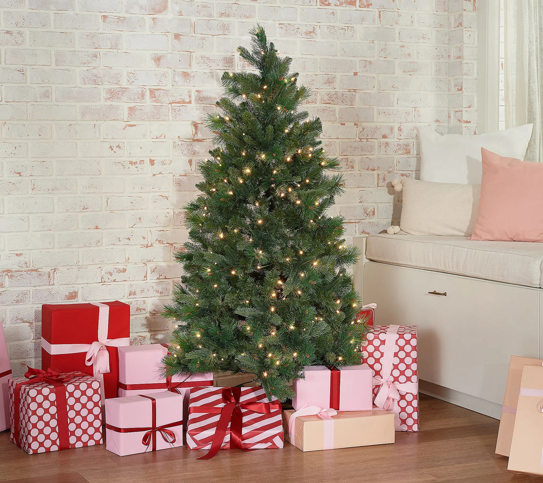 5' Santa's Best Bristol Christmas Tree w/ Micro-LEDs & EZ Power Clear, - Midtown Bargains