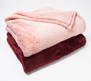 Berkshire Blanket Set of 2 60" x 70" Fluffie Throws - Midtown Bargains
