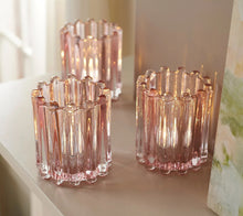 Set of 3 Illuminated Ribbed Glass Votives by Valerie Clear/No Color - Midtown Bargains