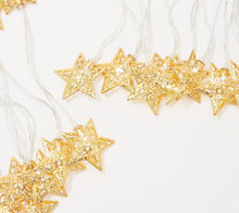 "As Is" Kringle Express Set of 2 Light Strands with Metal Holiday Icons Gold Stars, - Midtown Bargains
