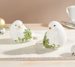 Set of 2 Birds with Embossed Holly Design by Valerie